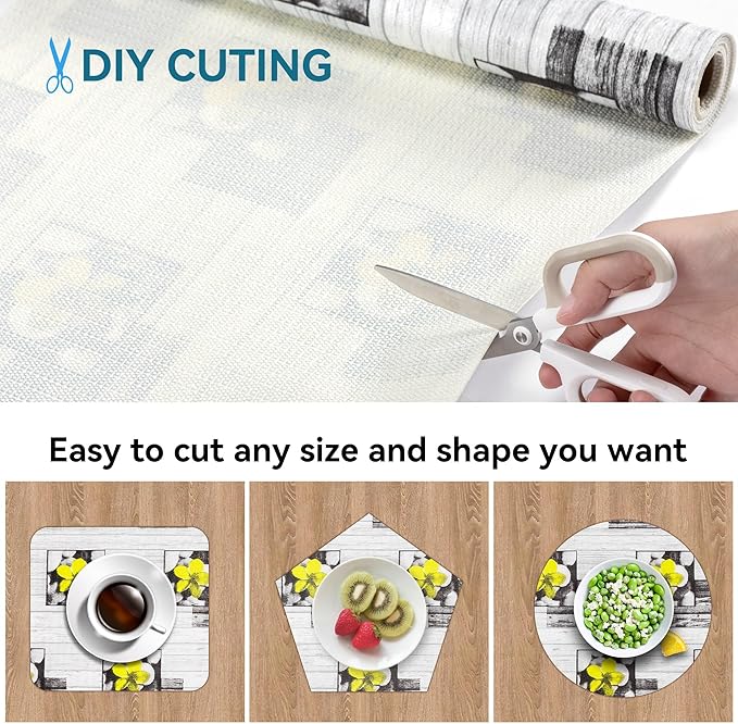Non Adhesive Shelf Liner 12" W x 360" L Pantry Liner for Shelves Cupboard Liner Kitchen Cabinet Cover Easy to Trim