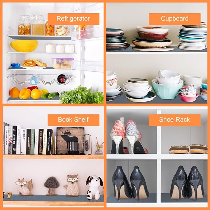 Shelf Liners for Kitchen Cabinets Refrigerator Liners Waterproof & Oil-Proof Kitchen Cupboard Liner Non-Slip Drawer Mats EVA Material Non Adhesive Fridge Mats for Shelves 11.8 x 118 Inches