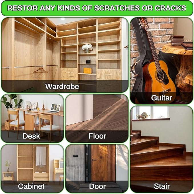 Wood Furniture Repair Kit,24 Colors Wood Fillers,Scratch Repair Covers & Removers for Repairing Scratches,Cracks,Dings and Holes in Cabinets, Cut Panels(Red Series)