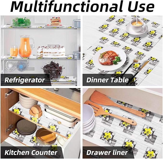 Shelf Liner 18" W x 96" L Non Adhesive Kitchen Drawer Liner, Waterproof Shelf Liner Durable Anti-Slip for Kitchen Cabinets