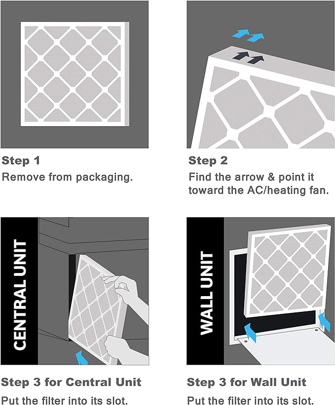 Aerostar 16 1/2x21 5/8x1 MERV 11 Pleated Air Filter, AC Furnace Air Filter, 6 Pack (Actual Size: 16 1/2" x 21 1/2" x 3/4")