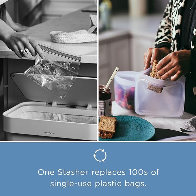 Stasher Premium Silicone Reusable Food Storage Bowl, Red, Microwave, Sous Vide, Dishwasher, Oven and Freezer Safe, BPA Free, Leak-free, Eco-friendly, 6-Cup Bowl