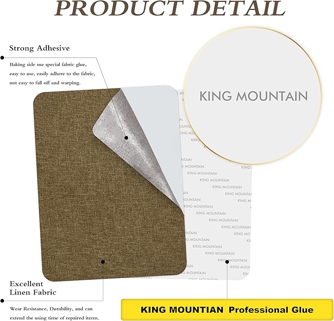 Fine Linen Fabric Patches, Self-Adhesive, 8x11 inch Extra Size, Multi Color, for Sofa and Clothes Repair (Brown)