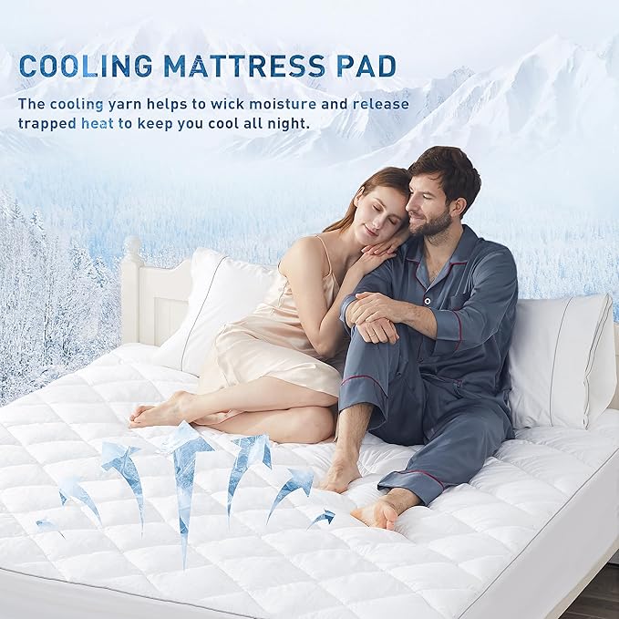 Sunflower Cooling Quilted Twin Mattress Protector, Mattress Pad Twin Chill Soft, College Dorm Mattress Cover, 18-22" Extra Deep Pocket Thin Version, Machine Washable Durable