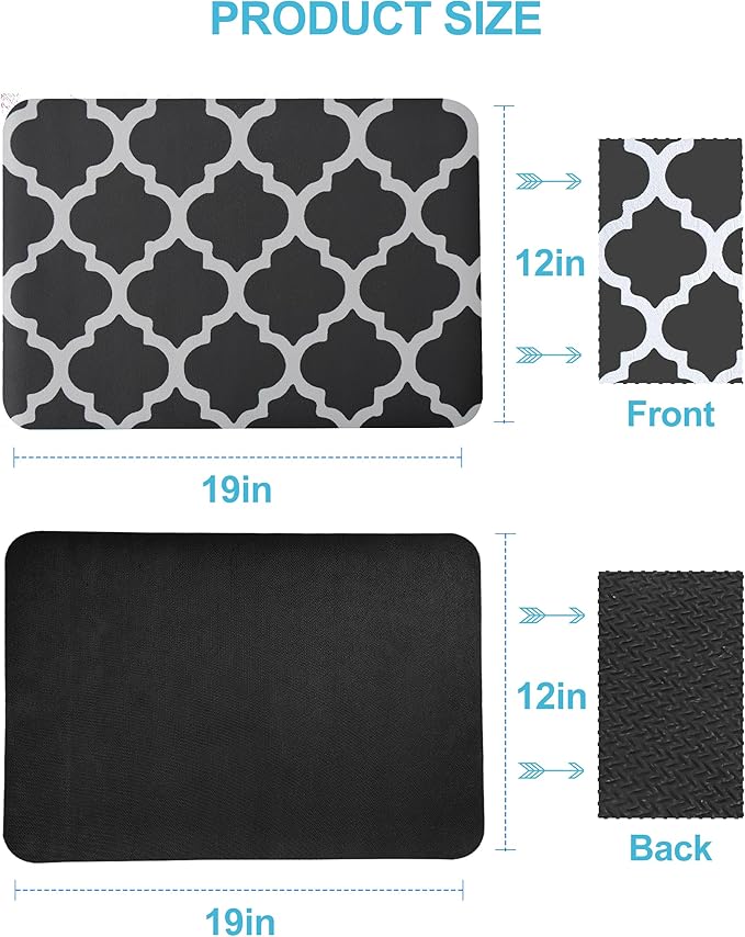 Dish Drying Mat for Kitchen Counter, 12"x19" Dish Drying Pad with Non-slip Rubber Backed, Hide Stain Anti Absorbent for Kitchen Counter, Drying Mat for Coffee Machine Dish Rack (Gray Trellis)