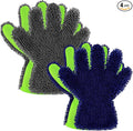 Ferraycle 2 Packs Car Wash Mitt 5 Finger Microfiber Wash Mitts Auto Car Dusting Gloves Double Sided Cleaning Gloves for Kitchen Home(Blue and Gray)