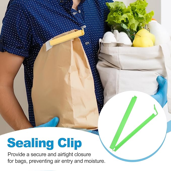 PATIKIL Sealing Clips 4.3 Inch, 10 Pack Reusable Plastic Bag Clip Clamp Sealer for Food Storage Snack Bag Home Kitchen, Green