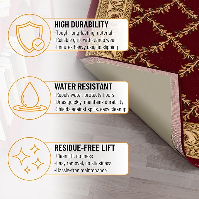 Ottomanson 8' x 8' Non-Slip Rug Pad Gripper 1/4 Inch Thick Dual Surface Felt + Rubber Gripper - Safe for All Floors, Brown