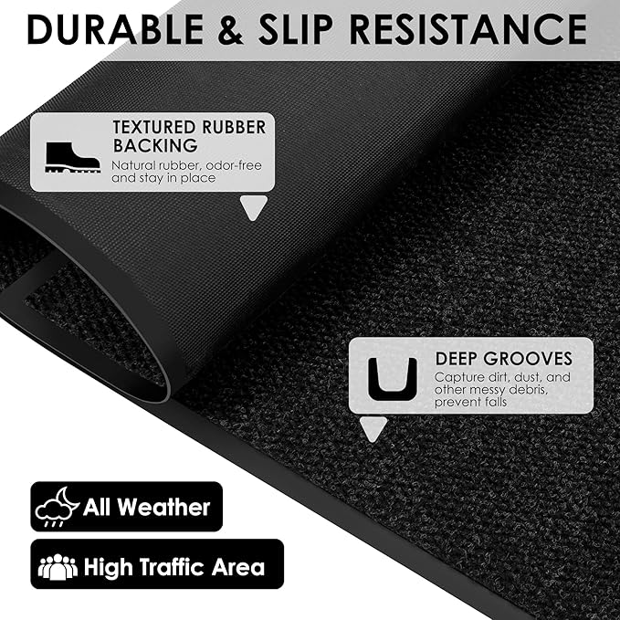 3′ x 31′ Front Door Mat Indoor Outdoor Entrance, Commercial Floor Mat Heavy Duty Dirt Trapper Entryway Doormat, Custom Size Non Slip Rubber Backing Welcome mat, Door Mat for High Traffic Area