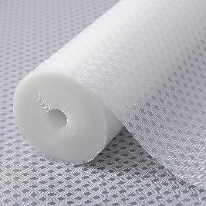 Shelf Liners for Kitchen Cabinets Refrigerator Liners Waterproof & Oil-Proof Kitchen Cupboard Liner Non-Slip Drawer Mats EVA Material Non Adhesive Fridge Liner for Shelves Clear 35.4 x 236.2 Inches