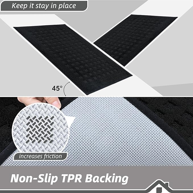 BEQHAUSE Waffle Door Mats Indoor 20"x32", Dog Mat for Muddy Paws Absorbent and Dirt Resist Floor Mats Non-Slip Washable Rugs for Entryway, Welcome Mat for Front Back Door, Muddy Wet Shoes, Black