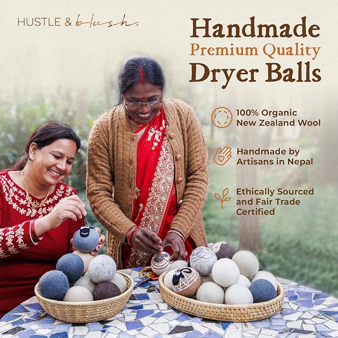 Fluff Ewes Wool Dryer Balls 6 Pack Premium New Zealand Wool Laundry Balls for Dryer, No Static Dryer Balls Laundry Reusable, XL Wool Dryer Balls Cute, Baby Dryer Balls for Dryers - Fluff Fest