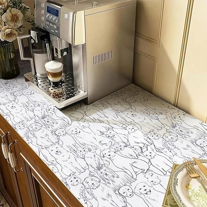 Animal Shelf and Drawer Liner for Cabinets, 12IN x 20FT Non-Adhesive and Strong Non-Slip Dog Shelf Cabinet Drawer Liners for Kitchen, Waterproof Cupboard Liners,Easy to Clean