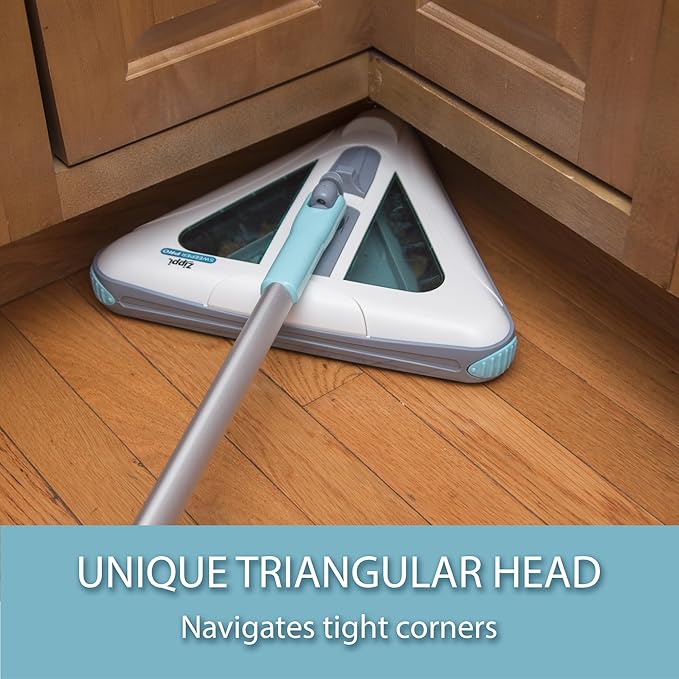 Zippi Sweeper Standard - 2025 New and Improved Lightweight Sweeper, Perfect for Short Carpet Hardwood and Tile, Triangular Design Allows for Sweeping in Corners, 30 Minutes Cleaning Time