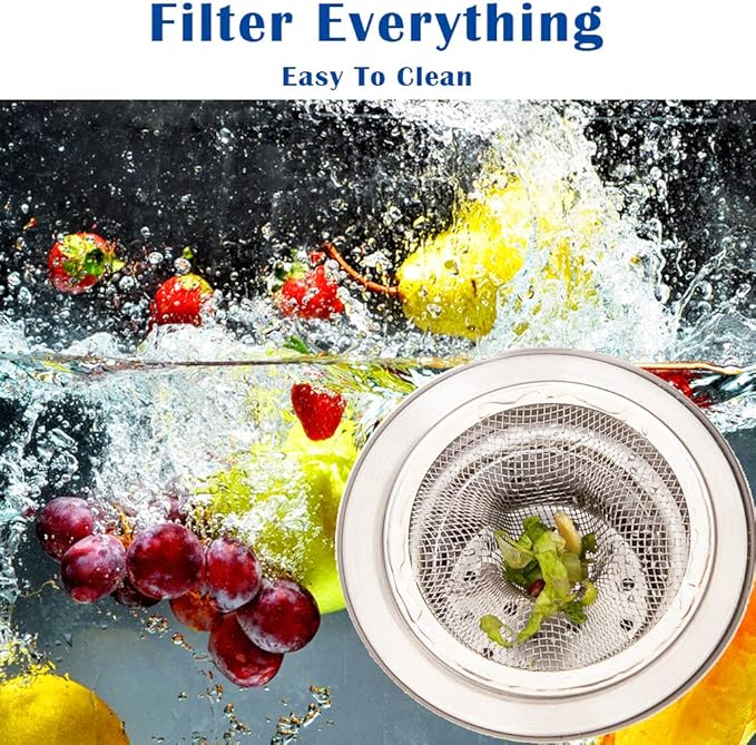 40 pcs Heavy Duty Stainless Steel Slop Basket Filter Trap, 2.75" Top / 1" Mesh Metal Sink Strainer,Perfect for Kitchen Sink/Bathroom Bathtub Wash Basin Floor Drain Balcony Drain Hole RV Sink