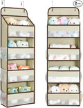 Yecaye 2 Pack 4 Tier Over the Door Organizer, Foldable Portable Baby Essentials for Stuffed Animal Storage - Multi-purpose Bathroom Closet Organizers and Storage for Kids Newborn Baby Stuff Beige
