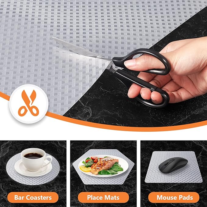 Shelf Liners for Kitchen Cabinets Refrigerator Liners Waterproof Kitchen Cupboard Liner Durable Plastic Drawer Mats EVA Material Non Adhesive Fridge Mats for Shelves - Clear 17.5 x 157.4 Inches