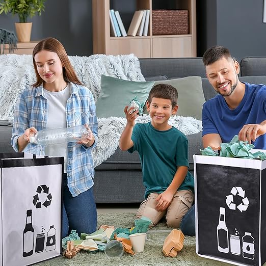 Large Recycle Waste Bag for Kitchen Home- Large Indoor Recycling Bins Trash Sorting Organizer, Reusable and Waterproof, 2 Pack