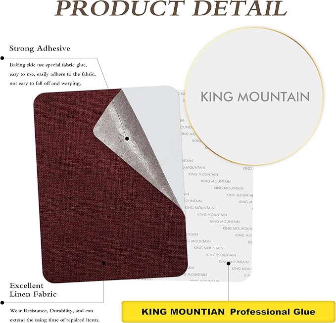 Coarse Linen Repair Patches, Self-Adhesive Linen Fabric Patches, 8X11 inch Extra Size, Multi Color, Can be Used for Linen Sofa Repair and Linen Clothes Repair(8" x 11",Burgundy 1.0)