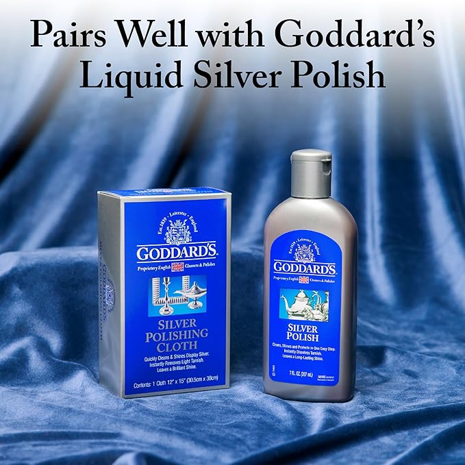 Goddard's Silver Polishing Cloth for Jewelry, Remove Tarnish on Plated or Sterling Silver, Gold, Antiques, and Leaves Tarnish Protection, 6 Cloths