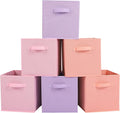 Stero 13x13x13 Inch Fabric Storage Bins 6 Pack Fun Colored Durable Storage Cubes with Handles Foldable Cube Baskets for Home, Kids Room, Closet and Toys Organization Purple, Pink, peachpuff