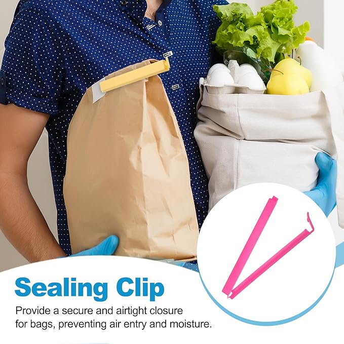 PATIKIL Sealing Clips 4.3 Inch, 10 Pack Reusable Plastic Bag Clip Clamp Sealer for Food Storage Snack Bag Home Kitchen, Rose
