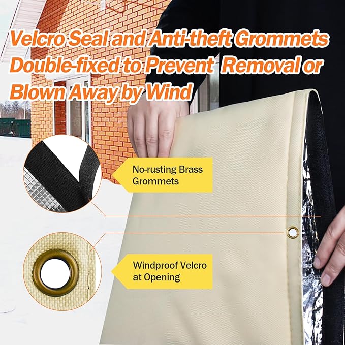 Backflow Preventer Pipe Insulation Cover (5°F) - Irrigation Sprinkler Valve Insulated Pouch - Water Well Pump Cover - Sturdy 5 Layers for Winter Freeze Protection, 26" W x 44" H, Beige