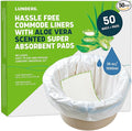Lunderg Commode Liners with Absorbent Pads - Aloe Scent Medical Grade 50 Count Universal Fit - Disposable Bedside Commode Liners and Pads for Adult Chairs, Portable Buckets & Camping Toilet Bags
