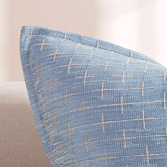 ZWJD Pillow Covers 24x24 Set of 2 Soft Polyester Textured Pillow Covers with Stylish Flange Edge Cozy Farmhouse Throw Pillows for Couch Bed Sofa Living Room