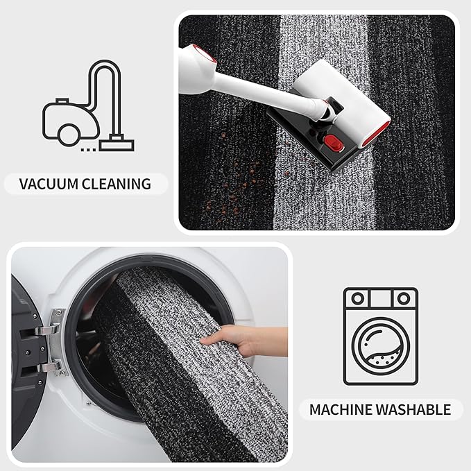 Kitinjoy Indoor Outdoor Door Mat, 40x32 Non-Slip Absorbent Dirt Trapper, Low-Profile Washable Inside Entrance Front Floor Mat, Sturdy Soft Entry Doormats for Entryway, Black
