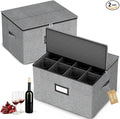 homyfort China Storage Containers (2 Pack Stemware Storage Box, Grey)