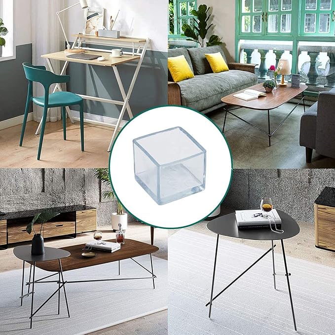 16 Pcs Transparent Square Anti-Slip Rubber Leg Tips Chair Leg Caps Furniture Floor Protectors Chair Table Bar Stool Leg Covers Furniture Leg Cube Feet 0.79 Inch x 0.79 Inch (20 x 20mm)