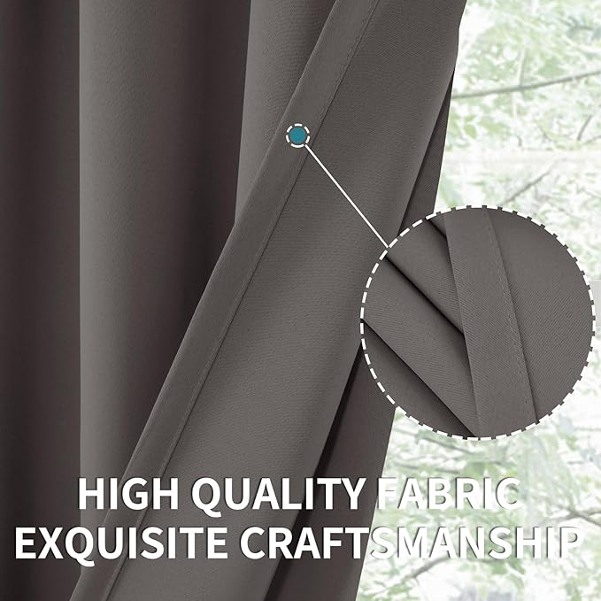 BGment Grey Blackout Curtains 36 Inches Length for Kitchen Cafe Window - Short Thermal Insulated Drapes with Rod Pocket Room Darkening for Bedroom Bathroom, 2 Panels, 42 x 36 Inch