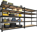 PrimeZone 2 Pack Heavy Duty Adjustable 5 Tier Garage Storage Shelves - 47" W x 18" D x 71" H, Metal Utility Rack Shelf Unit for Warehouse, Pantry, Closet, Kitchen, Black