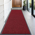 OLANLY Front Door Mat Indoor Outdoor Entrance, Waterproof Heavy Duty Doormat, Fade Resistant, Low Profile, Easy Clean Patio Porch Welcome Floor Mats for Entry, 59x24, Wine Red