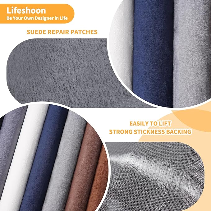 Fabric Repair Patches, Self-Adhesive Suede Patches Tape Durable, DIY Large Fabric Repair for Sofa, Couches, Furniture, Chair, Clothing （3.5X79 Inch, Dark Grey）