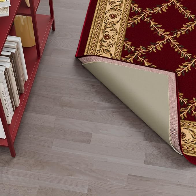 Ottomanson 7'8" x 12' Non-Slip Rug Pad Gripper 1/12 Inch Ultra Thin Dual Surface Felt + Rubber Gripper - Safe for All Floors, Cream