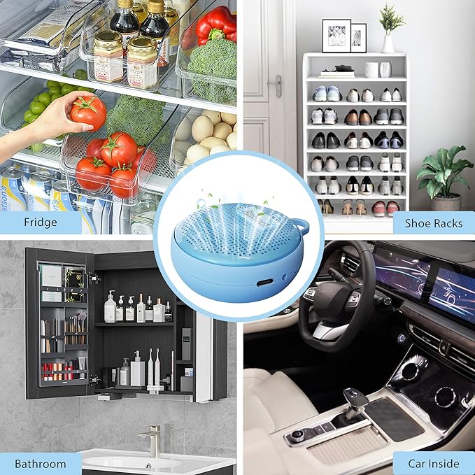 Refrigerator Deodorizer Odor Eliminator, Last for 10 Yeas Fridge Deodorizer Compact Fridge Freshener Deodorizer More Effective Than Baking Soda Bamboo Air Purifying Bags,Sky Blue