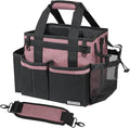Compact Wearable Cleaning Caddy, Small Cleaning Caddy Supplies Organizer with Handle & Shoulder Straps for Housekeepers, Under Sink & Car Cleaning Tool Organizers Bag (LotusPink)
