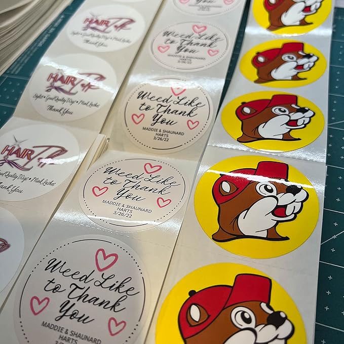 150 Custom Circle/Square BOPP Roll Labels- Personalized Stickers for Business Logo, Party, Wedding Favor, Baby Shower-Any Design Text + Image, Matte/Gloss Finish (4 * 1.5 Inch)