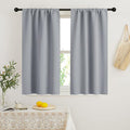 RYB HOME Kitchen Curtains 45 inch Length 2 Panels Set, Privacy Assured Drapes Room Darkening Small Window Treatment for Cafe Bathroom, W29 x L45 inch, Silver Grey