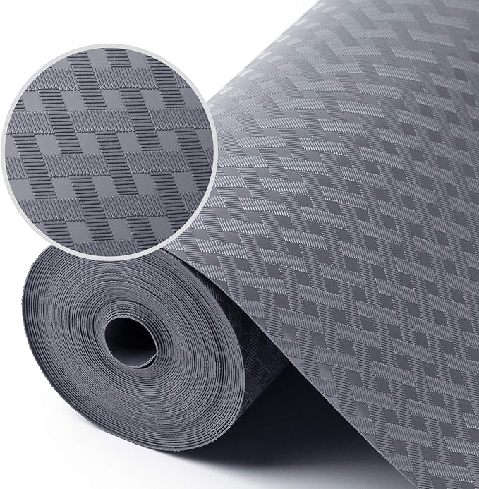 Shelf Liners for Kitchen Cabinets Refrigerator Liners Waterproof Kitchen Cupboard Liner Non-Slip Drawer Mats EVA Material Non Adhesive Fridge Liner for Shelves - Gray （11.8 x 236.2 Inches x 2 Rolls