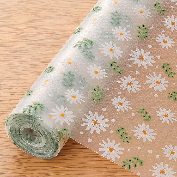 INNOLITES Shelf Liner – Cabinet & Drawer Liner Non-Adhesive – Waterproof Oil-Proof – Durable EVA with Floral for Kitchen Cabinets Refrigerator – BPA-Free, Easy to Cut 17.7" x 78.7"