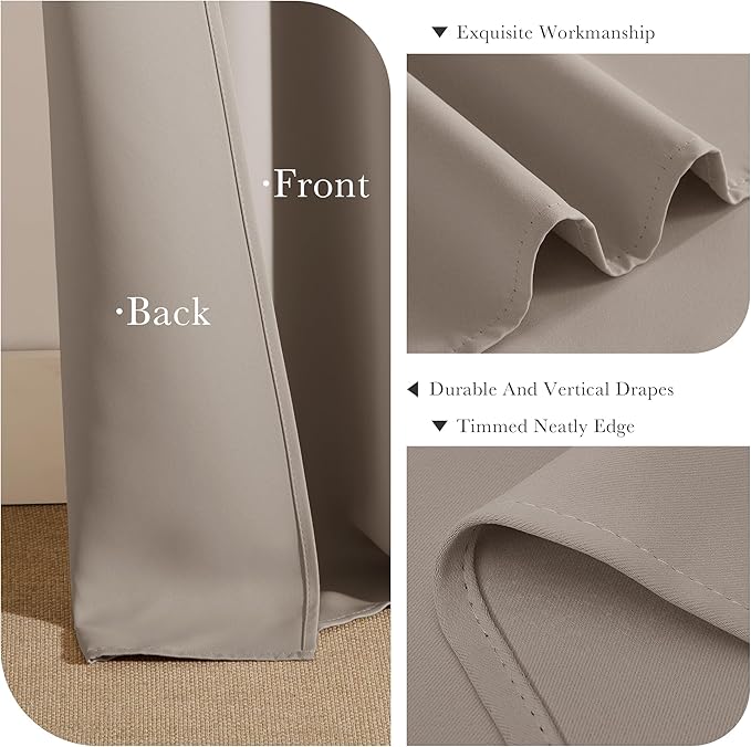 PONY DANCE Blackout Curtains for RV Camper Windows, Privacy Thermal Insulated Mini Curtains & Drapes for Bedroom Bathroom Kitchen Door Window Farmhouse Cover(2 Panels, W 42 x L 36 inches, Light Taupe)