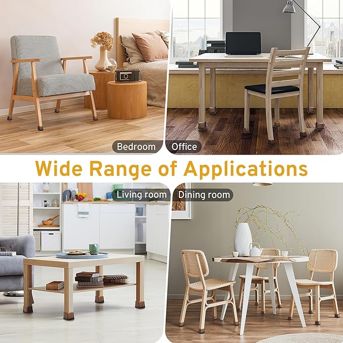 24PCS Square Chair Leg Floor Protectors, Furniture Sliders, Chair Leg Protectors for Hardwood Floors, Non-Slip Felt Furniture Pads, Silicone Cap Covers to Protect Floors, (Fit 1.1" - 1.5")