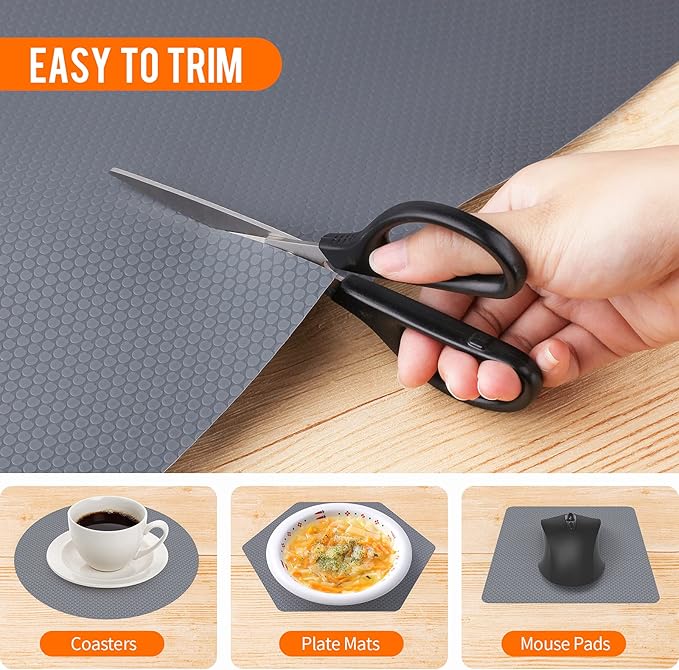 Shelf Liners for Kitchen Cabinets Non-Slip Drawer Liner Non Adhesive Cupboard Mat EVA Material Refrigerator Mats Fridge Liner Washable for Shoerack, Storage and Desks 23.6 x 78.7 Inches