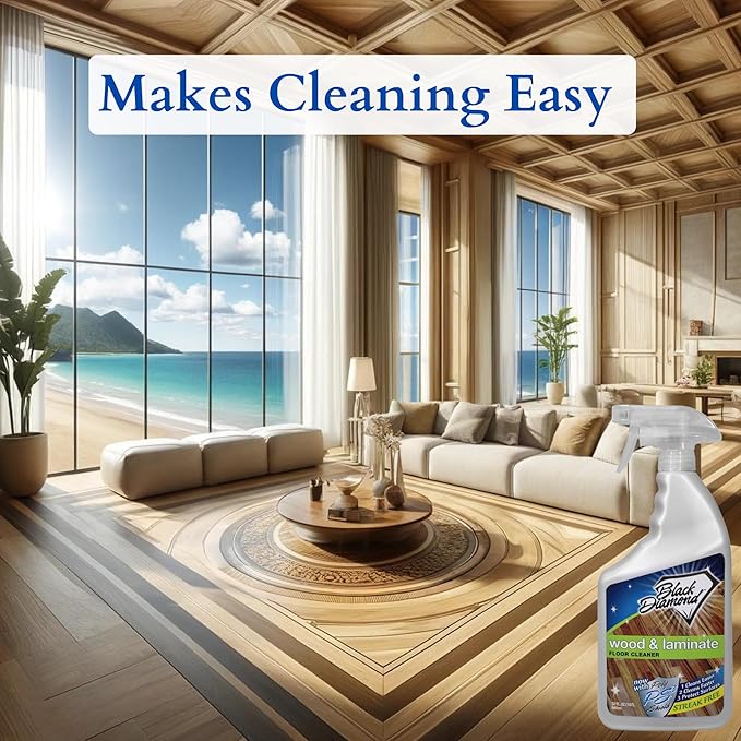 Black Diamond Stoneworks Wood & Laminate Floor Cleaner- Ready to Use Non-Toxic No-Rinse Formula - Safe for Vinyl, Wood, and Engineered Floors (160 FL Oz)