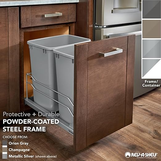 Rev-A-Shelf 53WC-1527SCDM-213 Double 27 Quart Pull-Out, Orion Gray
