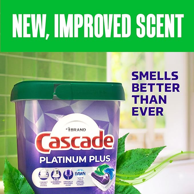 Cascade Platinum Plus Dishwasher Pods, Dishwasher Detergent, Dish Detergent Soap, Fresh, 19 Count