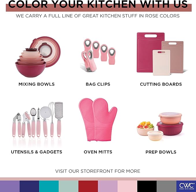 COOK WITH COLOR Bag Clips - Heavy Duty Chip Clip and Refrigerator Magnet Clips for Food Storage with Air Tight Seal Grip, Pink, Pack of 8